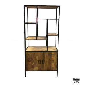Ijzer & Houten boekenplank met 2 deuren 85