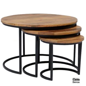 Salontafelset van 3 natuurlijke afwerking