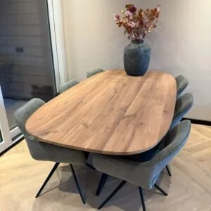 Eiken tafel deens ovaal met matrix poot